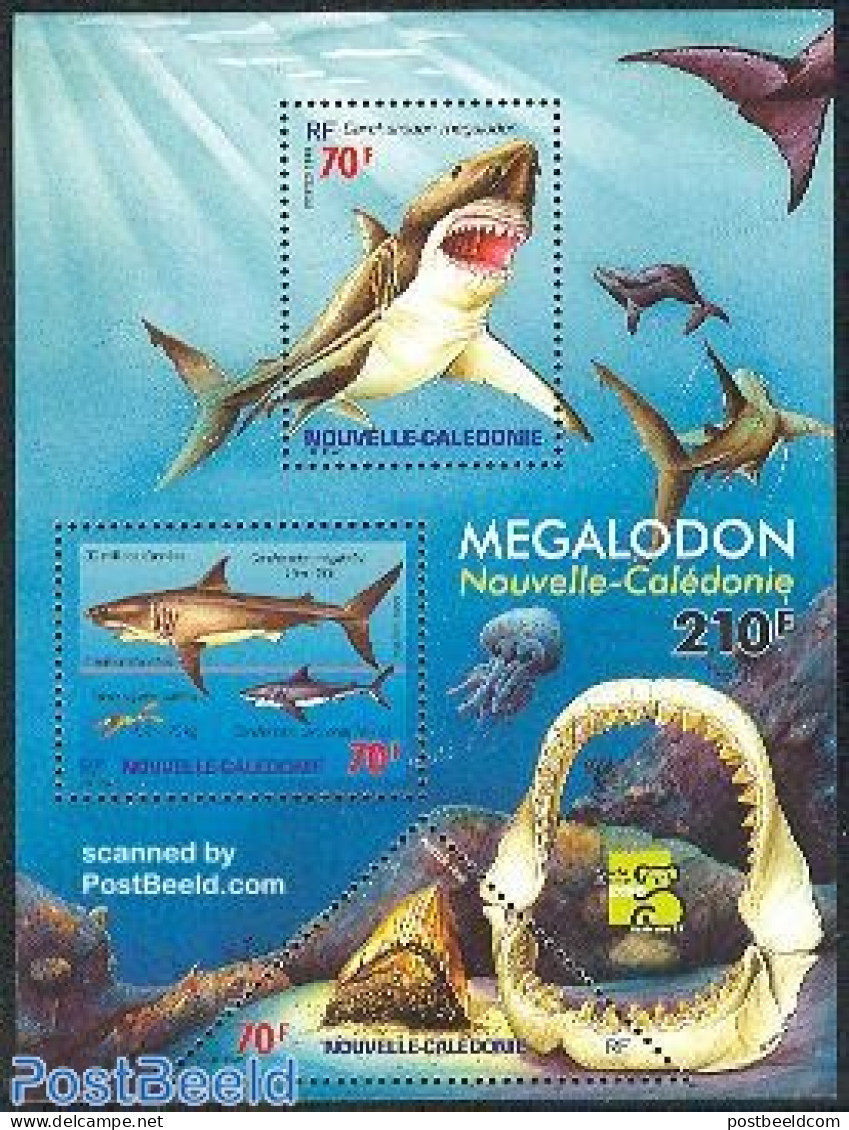 New Caledonia 1999 Prehistory S/s, Mint NH, Nature - Fish - Prehistoric Animals - Sharks - Neufs