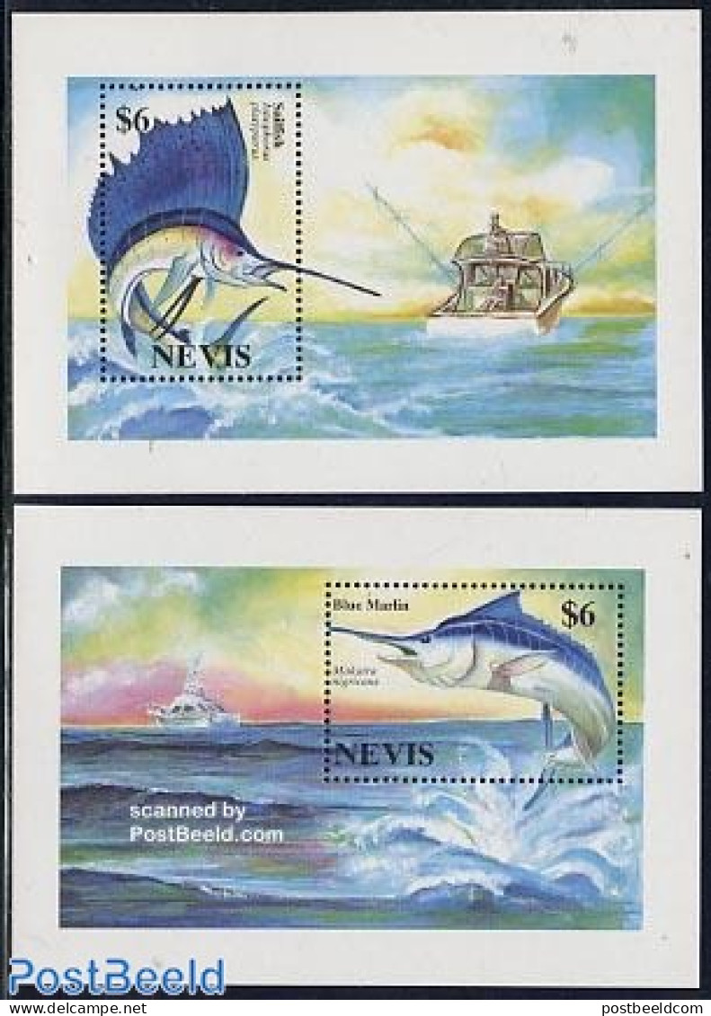 Nevis 1994 Philakorea, Fish 2 S/s, Mint NH, Nature - Fish - Fishes