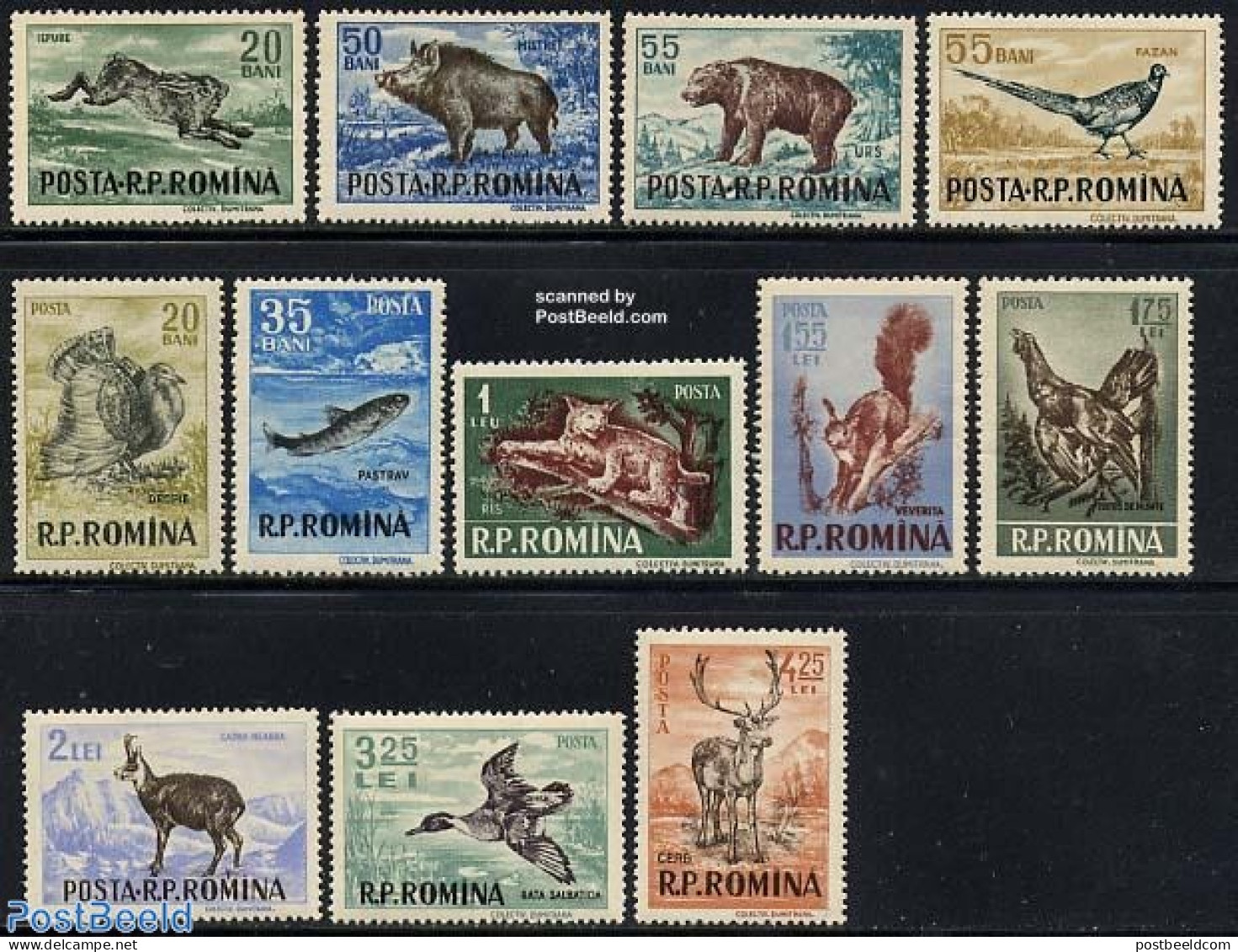 Romania 1956 Animals For Hunting 12v, Mint NH, Nature - Animals (others & Mixed) - Birds - Cat Family - Deer - Ducks -.. - Neufs