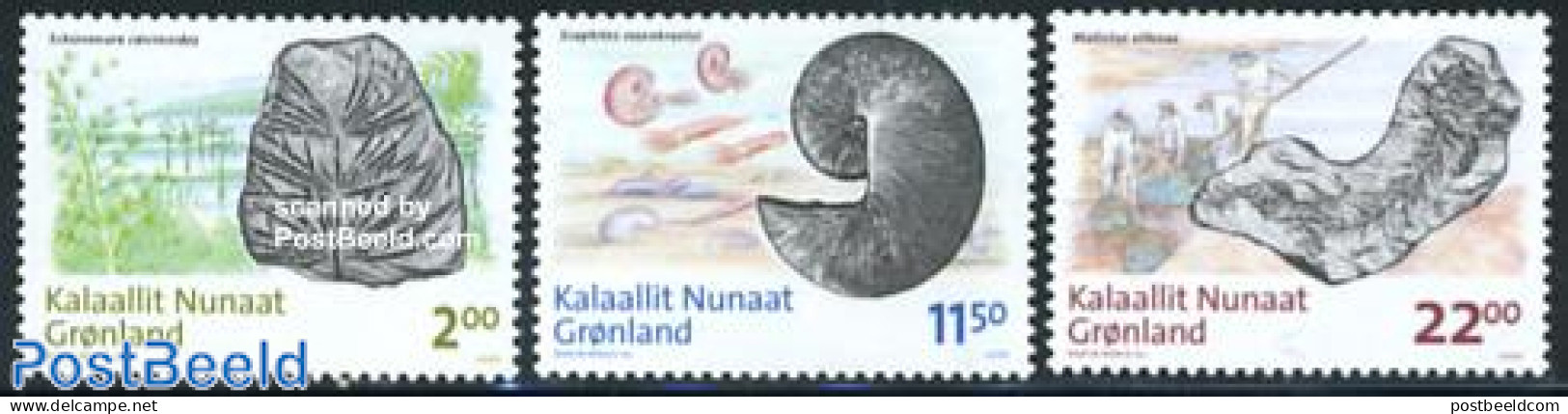 Greenland 2009 Fossils 3v, Mint NH, History - Geology - Nuevos