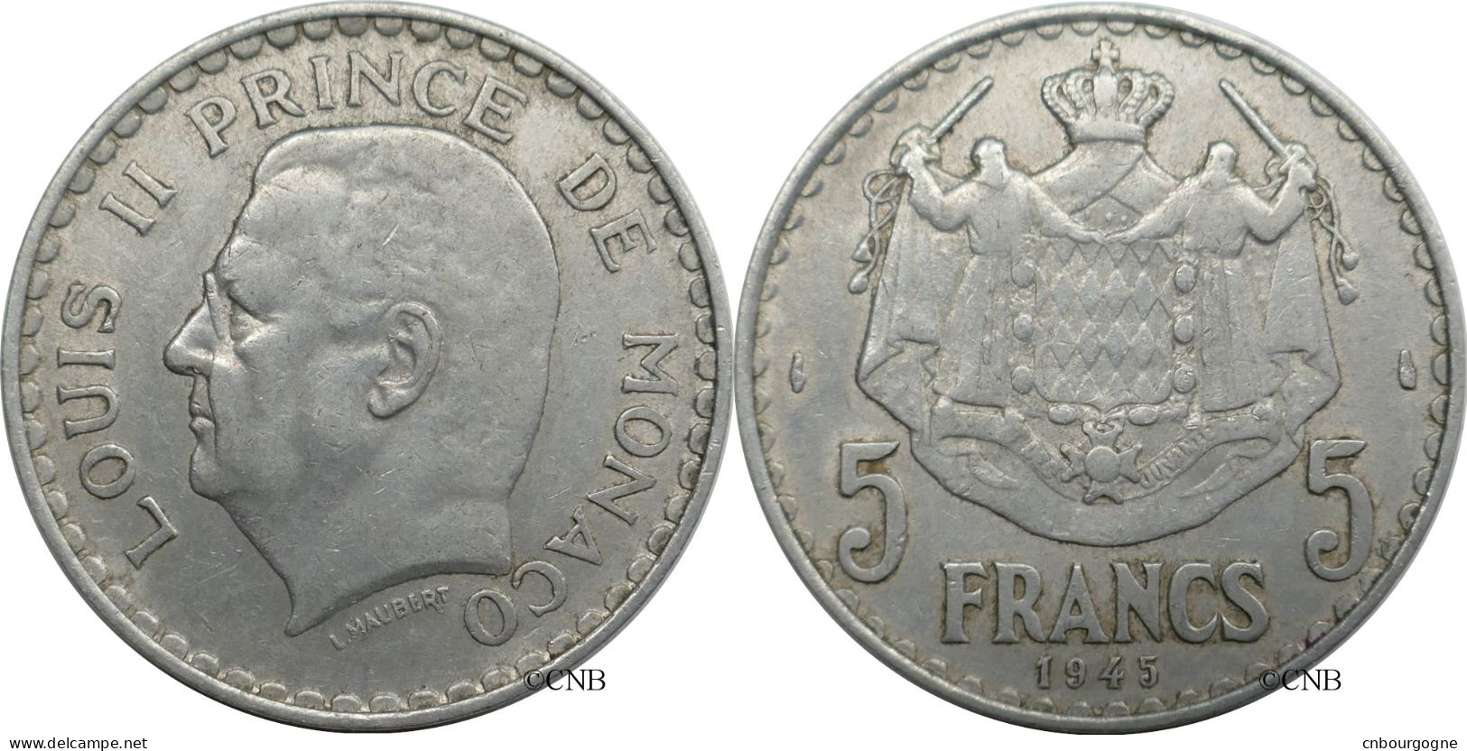 Monaco - Principauté - Louis II - 5 Francs 1945 - TTB/XF45 - Mon6545 - 1922-1949 Louis II.