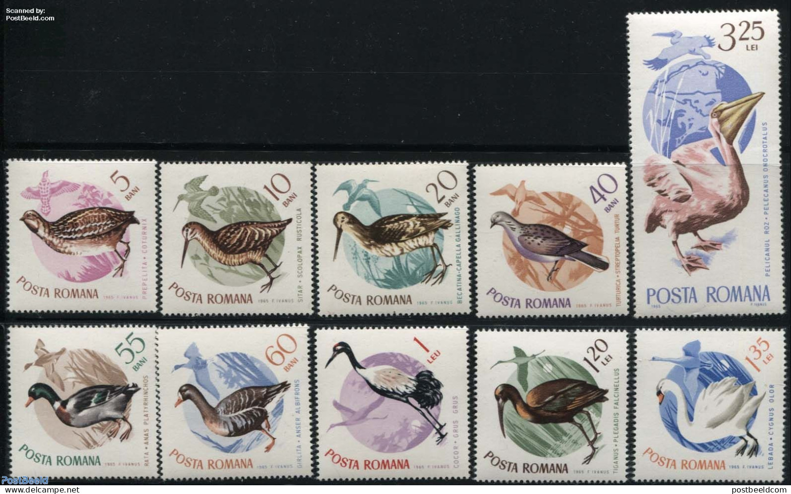 Romania 1965 Birds 10v, Mint NH, Nature - Birds - Ducks - Swans - Pigeons - Geese - Unused Stamps
