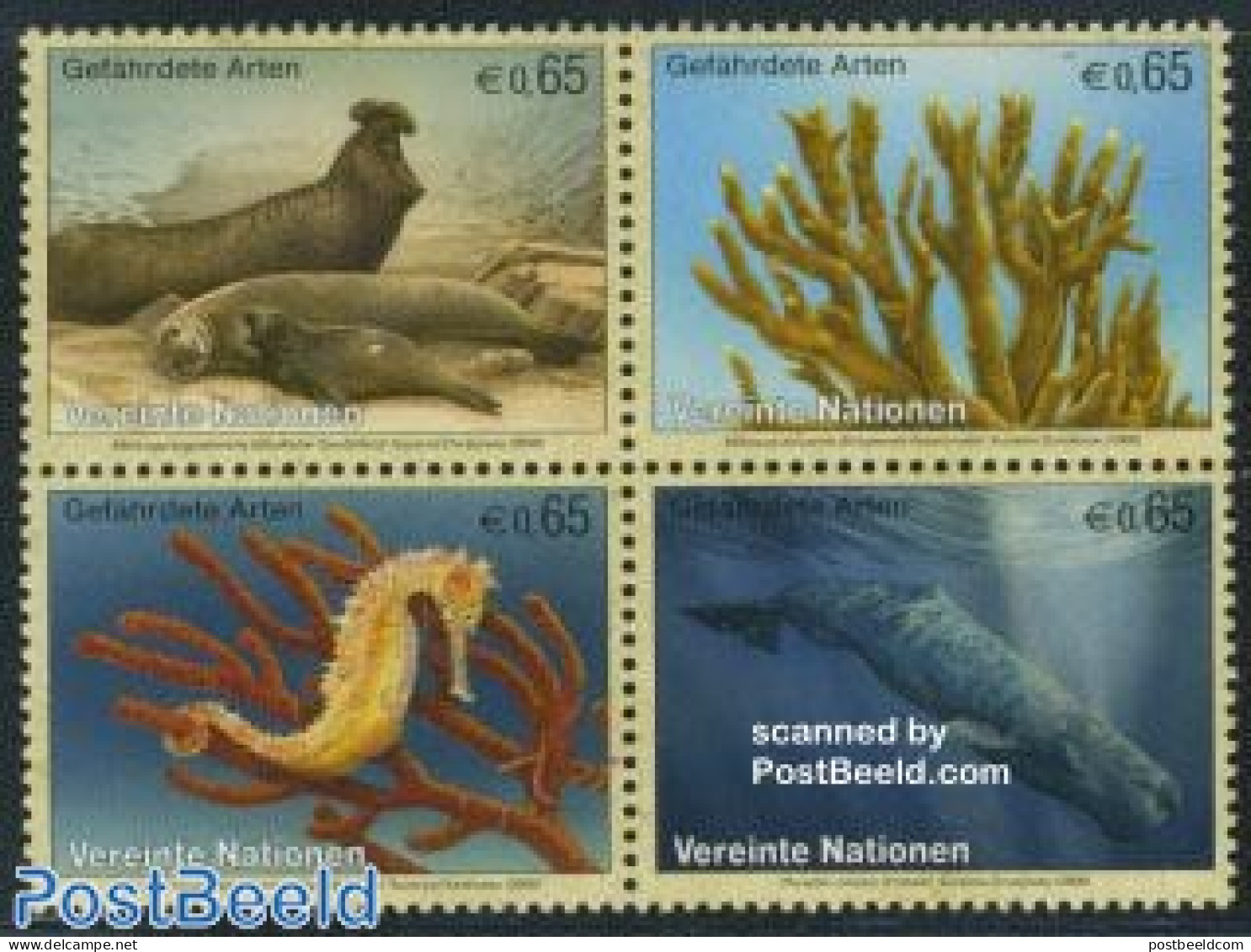 United Nations, Vienna 2008 Endangered Animals 4v [+], Mint NH, Nature - Animals (others & Mixed) - Fish - Sea Mammals - Fishes