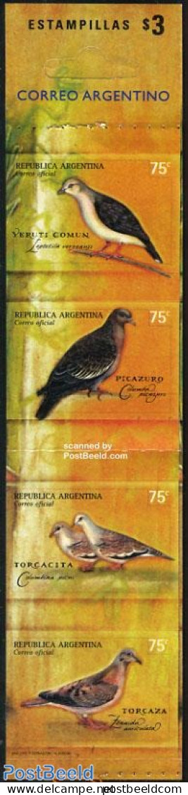 Argentina 2000 Pigeons 4v In Booklet, Mint NH, Nature - Birds - Unused Stamps