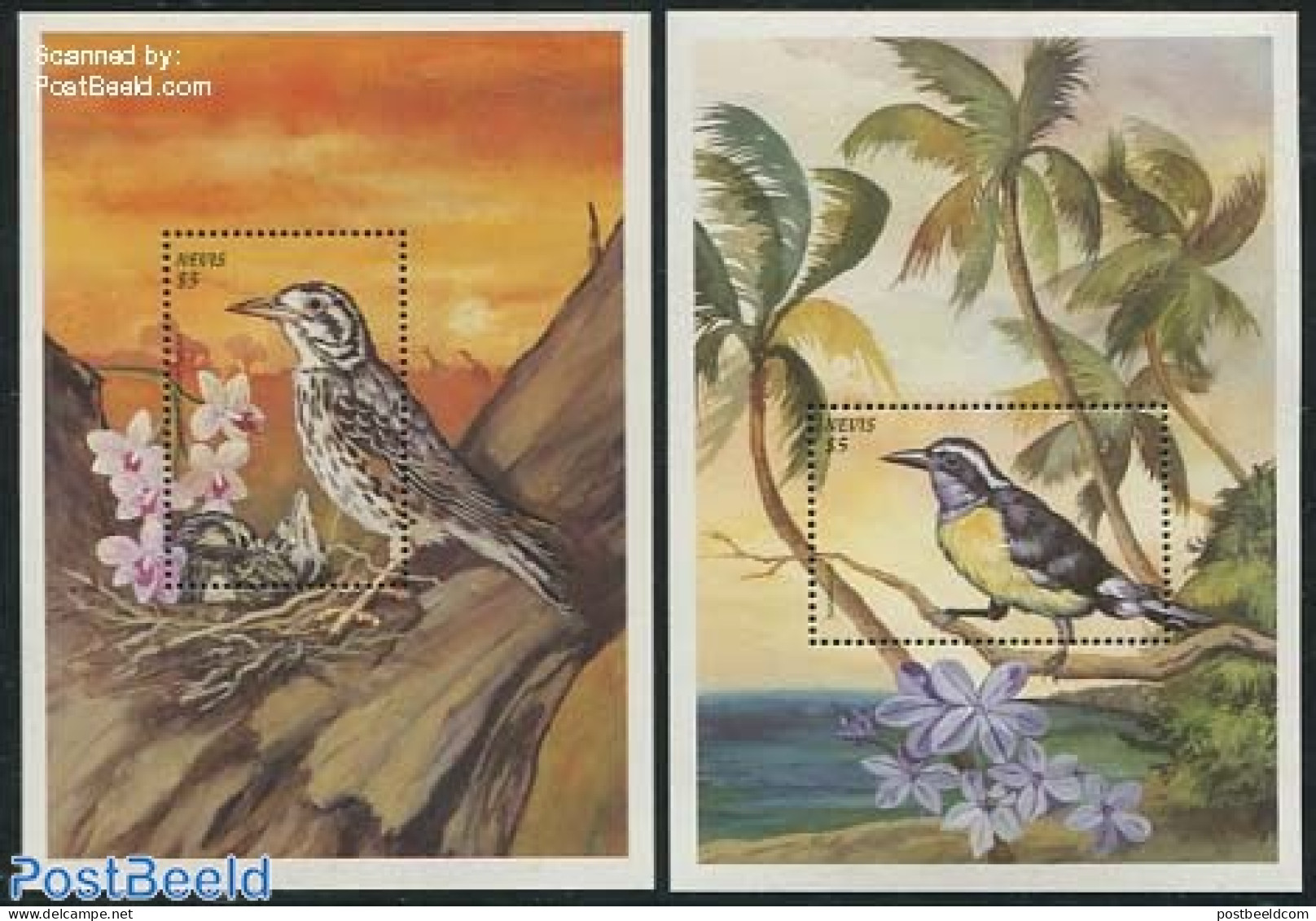 Nevis 1999 Birds 2 S/s, Mint NH, Nature - Birds - St.Kitts Und Nevis ( 1983-...)
