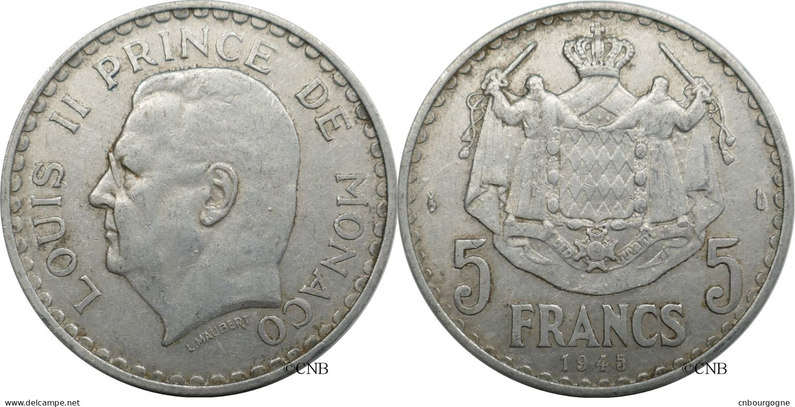 Monaco - Principauté - Louis II - 5 Francs 1945 - TTB/XF45 - Mon6546 - 1922-1949 Luigi II