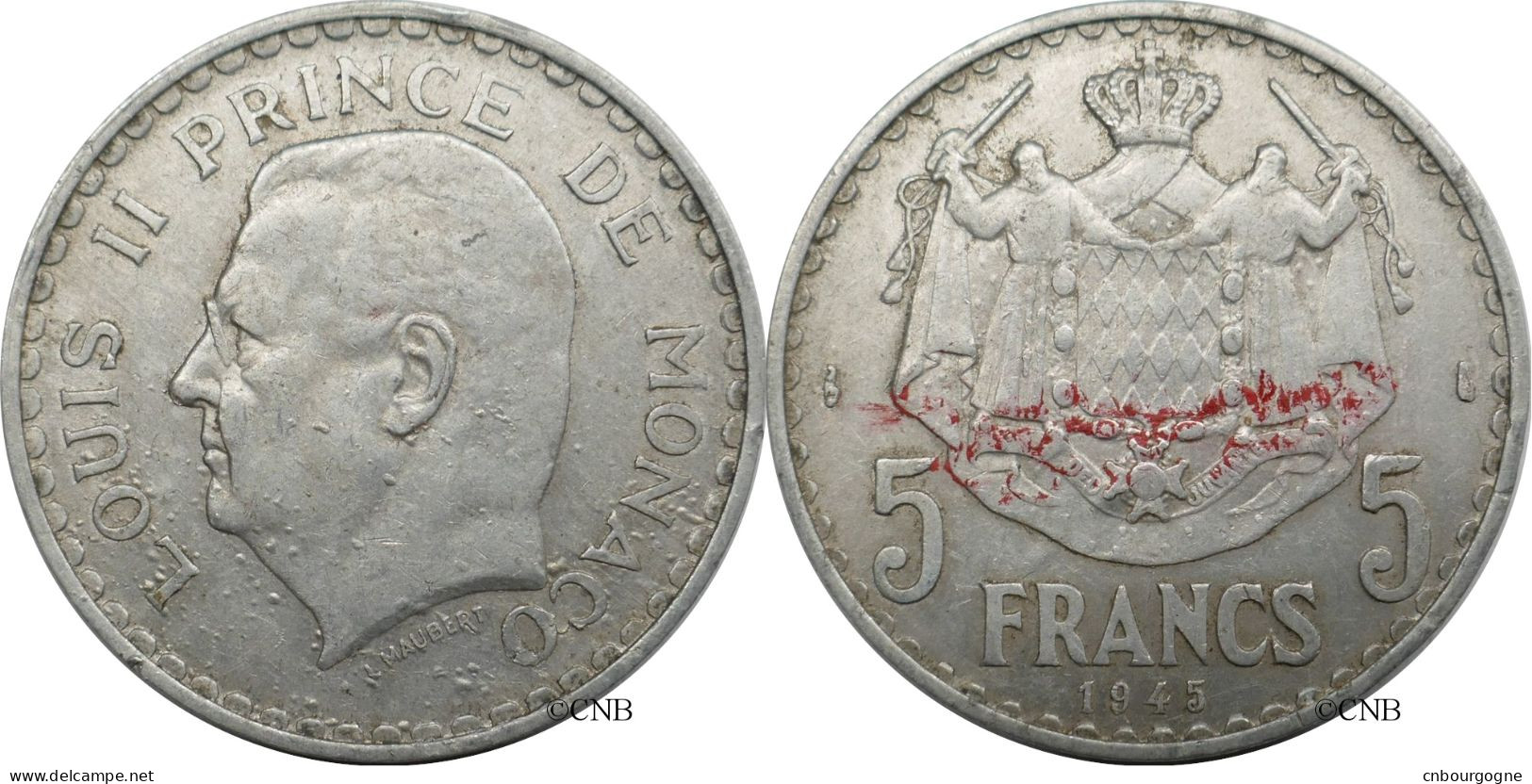 Monaco - Principauté - Louis II - 5 Francs 1945 - TTB/XF45 - Mon6547 - 1922-1949 Luigi II