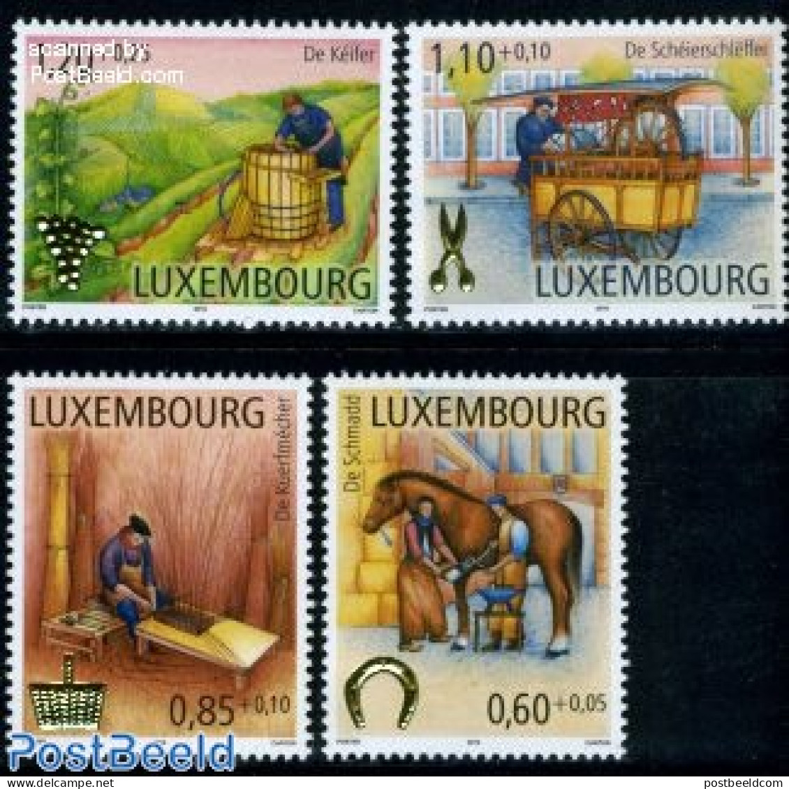 Luxemburg 2010 Old Handicrafts 4v, Mint NH, Nature - Horses - Wine & Winery - Art - Handicrafts - Unused Stamps