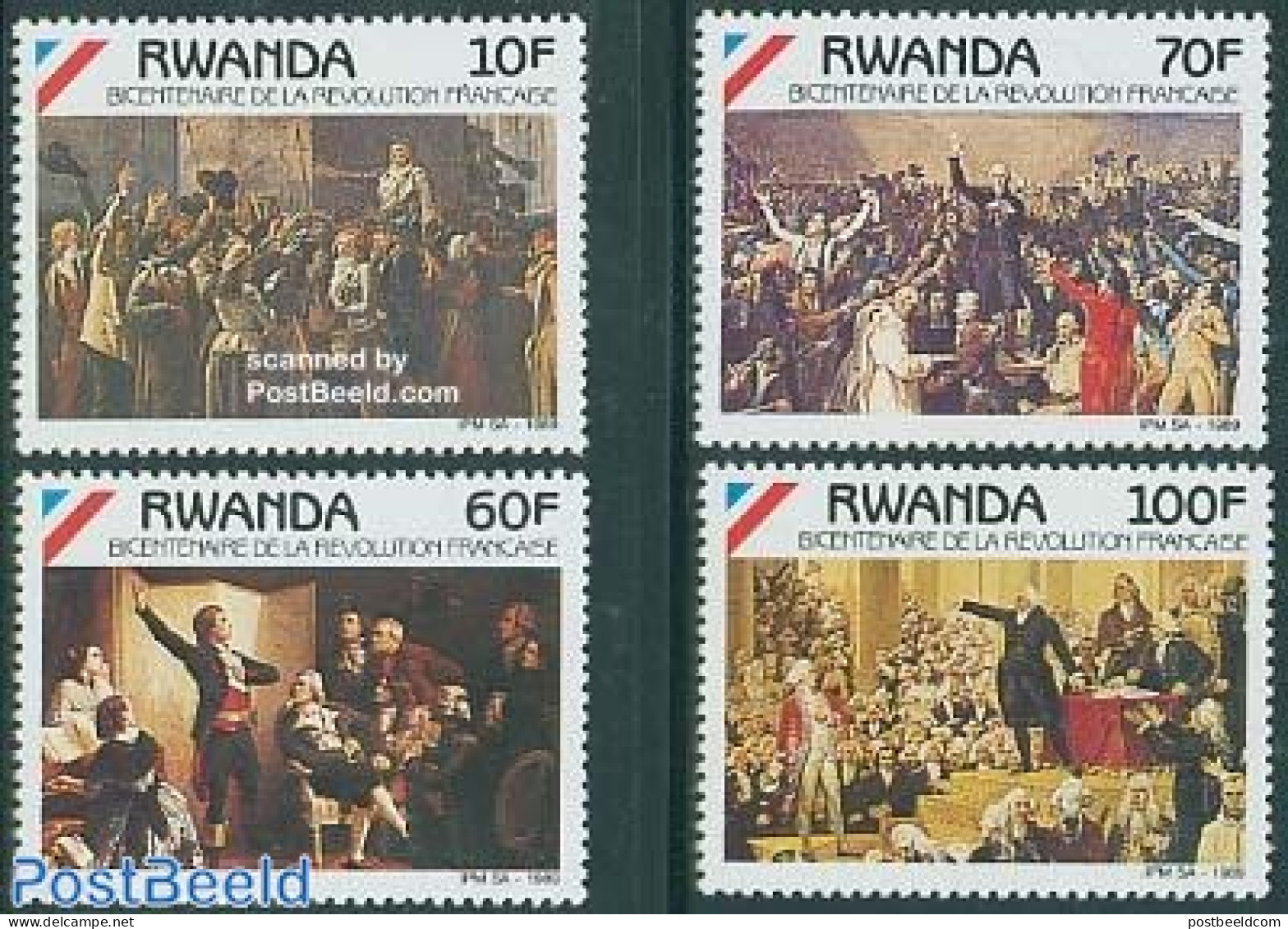 Rwanda 1990 French Revolution 4v, Mint NH, History - History - Art - Paintings - Other & Unclassified