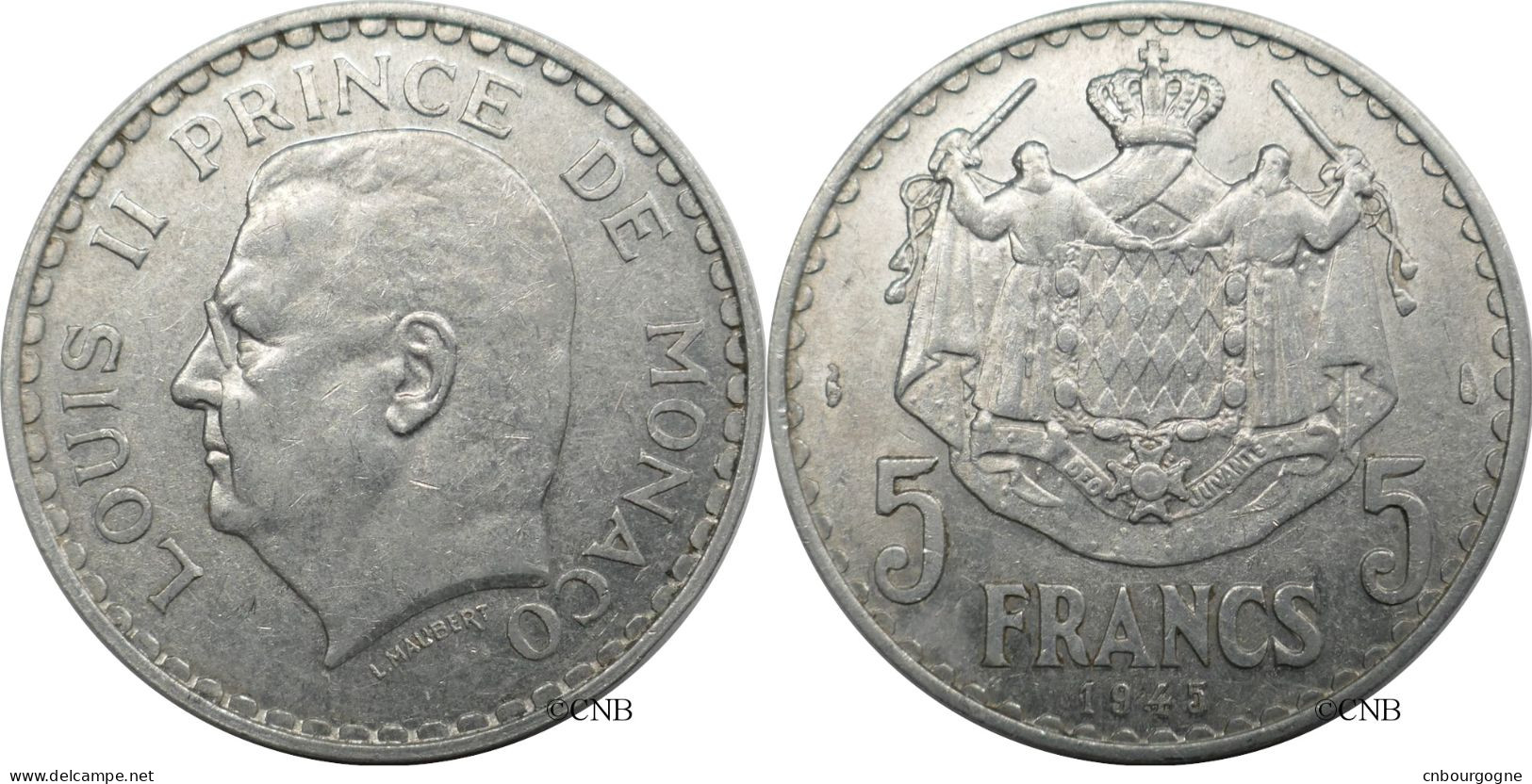 Monaco - Principauté - Louis II - 5 Francs 1945 - TTB/XF45 - Mon6548 - 1922-1949 Louis II.