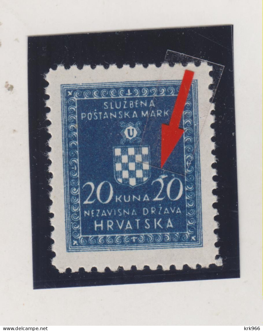 CROATIA WW II  , 20 Kn  Official  Plate Error MNH - Croatie