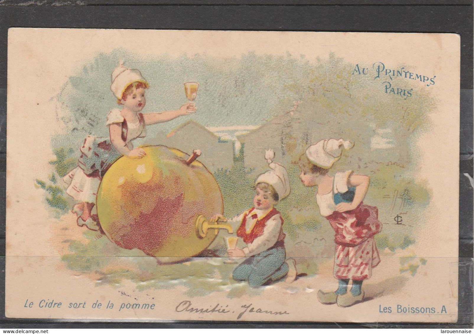 Le Cidre Sort De La Pomme (illustrateur C L) - Au Printemps Paris - Werbepostkarten