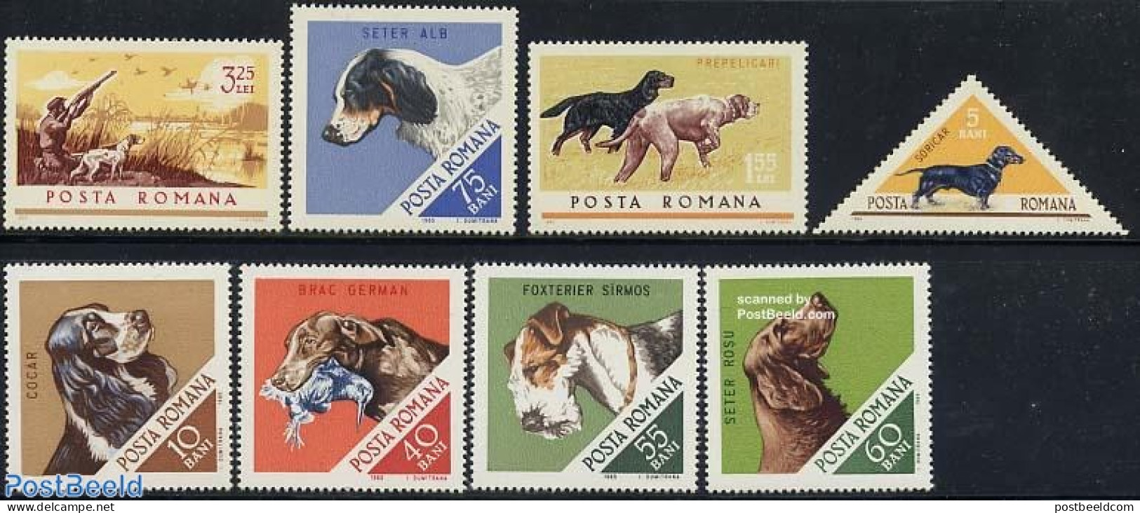 Romania 1965 Hunting Dogs 8v, Mint NH, Nature - Sport - Birds - Dogs - Hunting - Shooting Sports - Neufs