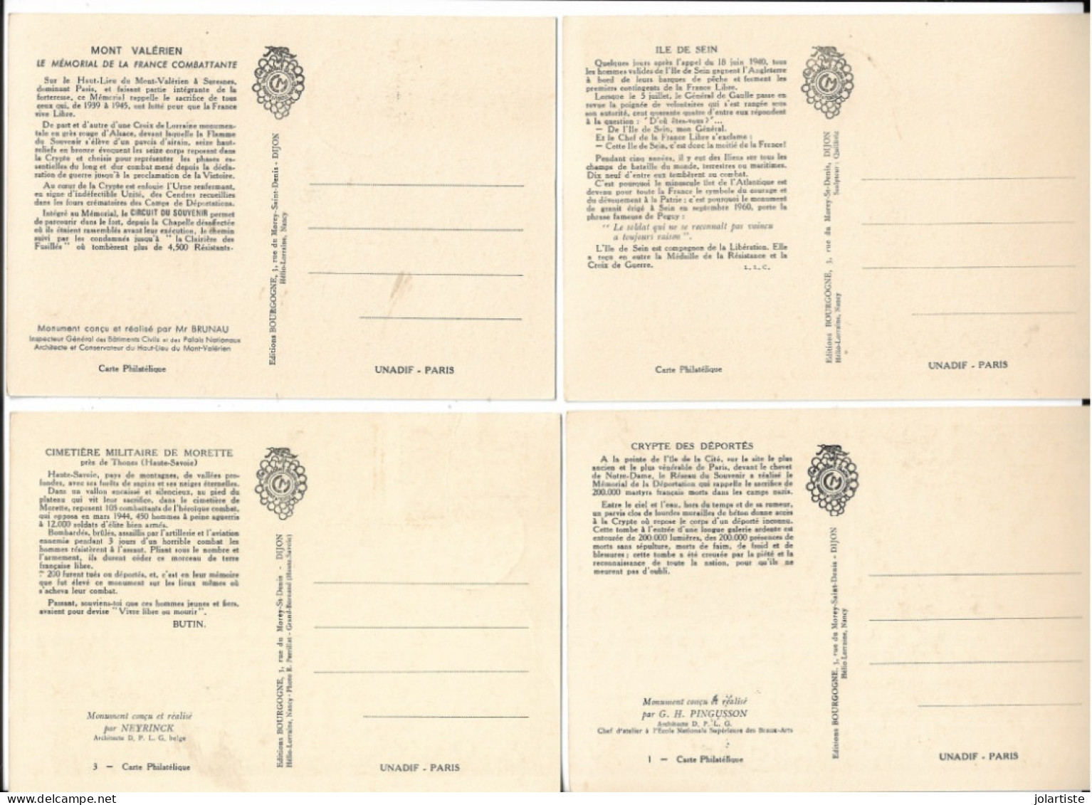 Lot Cartes Maximums Deportation Vercors,sein, Crypte,mont Valerien,glieres 1962 N0173 - 1960-1969