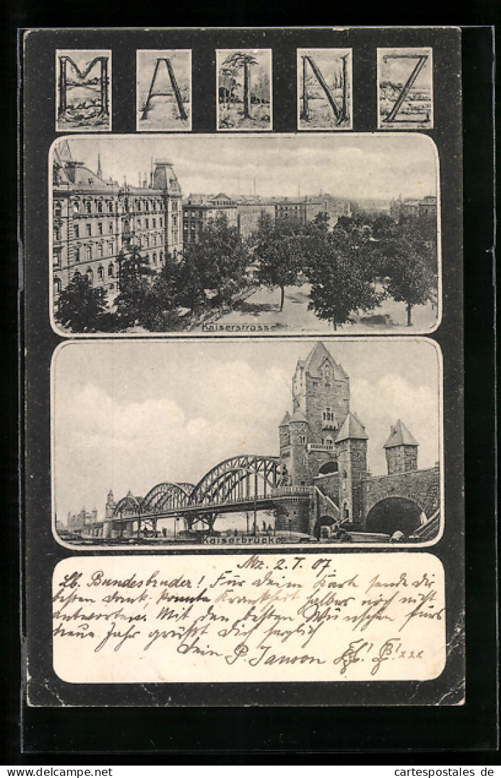 AK Mainz, Kaiserstrasse Und Kaiserbrücke  - Mainz