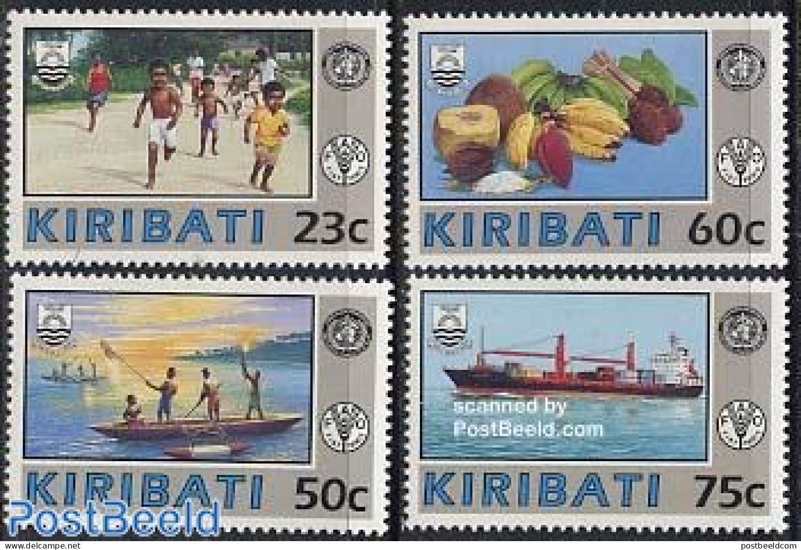 Kiribati 1992 WHO/FAO 4v, Mint NH, Health - Nature - Transport - Food & Drink - Health - Fruit - Ships And Boats - Levensmiddelen