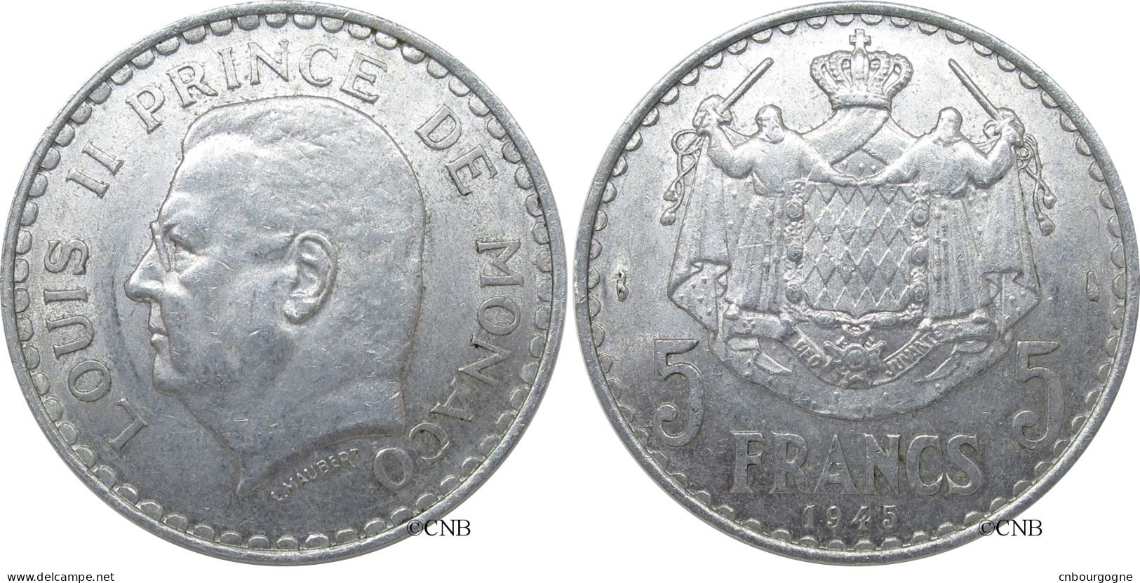 Monaco - Principauté - Louis II - 5 Francs 1945 - TTB+/AU50 - Mon1752 - 1922-1949 Louis II