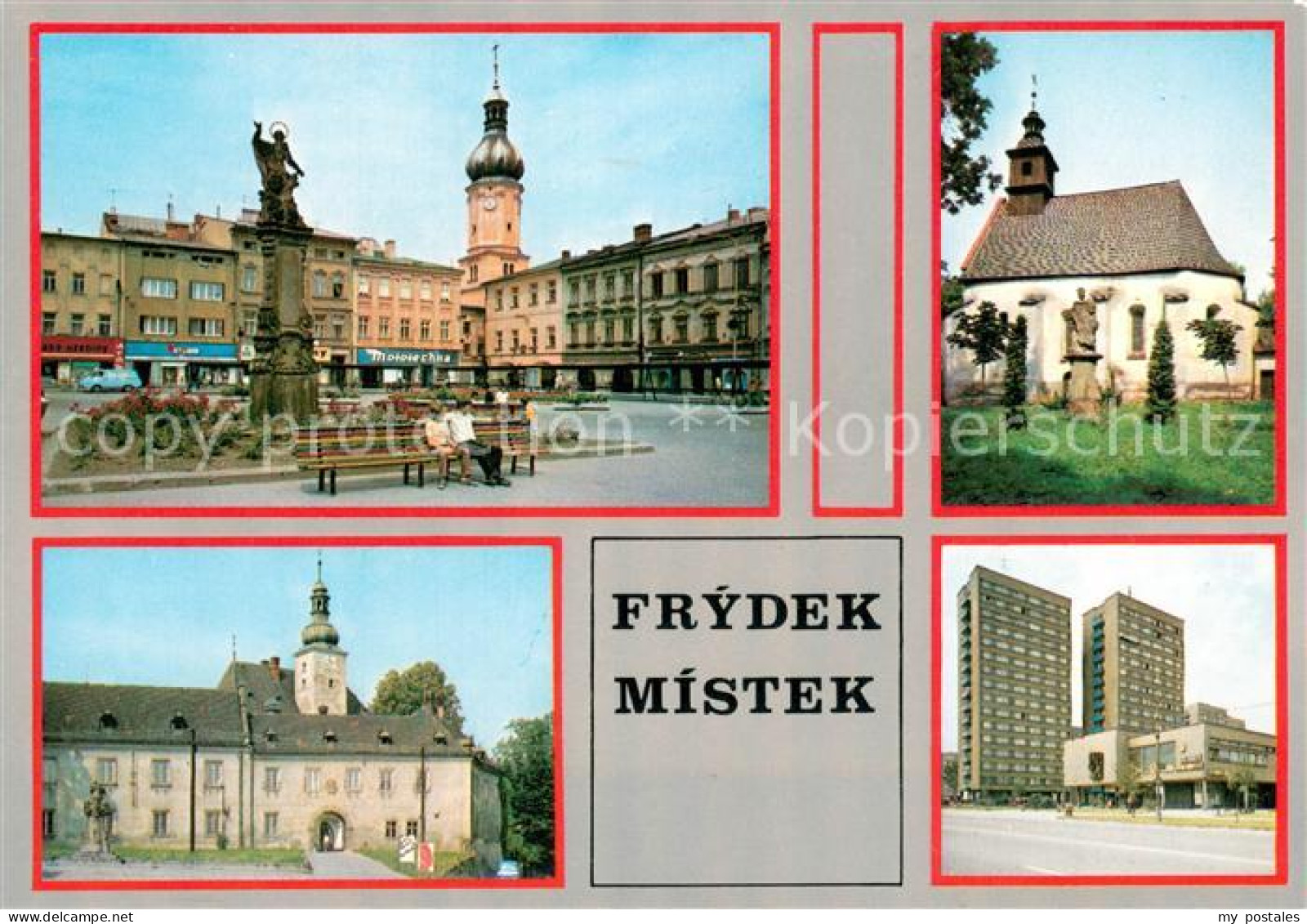 73741580 Frydek-Mistek Marktplatz Innenstadt Kirche Hochhaeuser Frydek-Mistek - Tschechische Republik