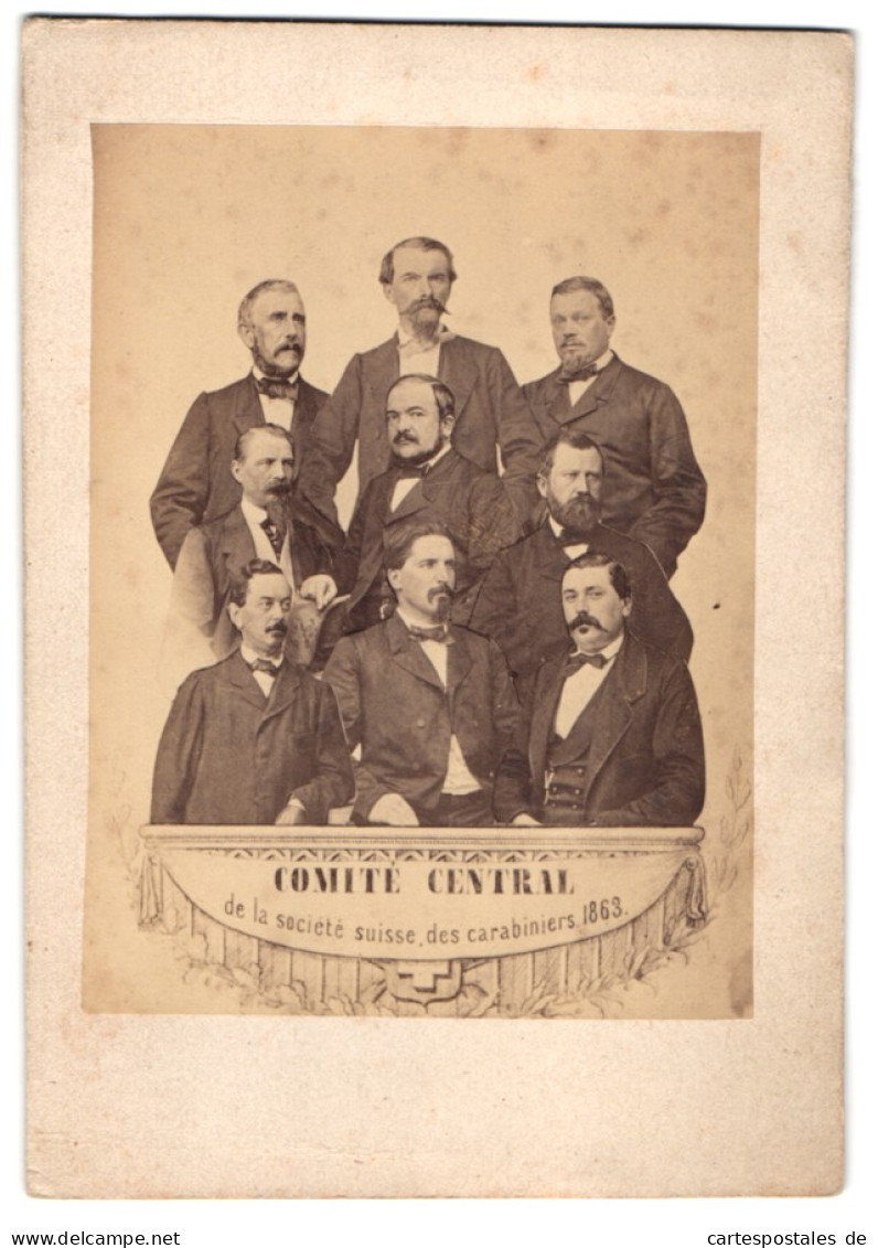 Fotografie Zentralkomitee Der Schweizer Carabinieri-Gesellschaft 1863  - Guerre, Militaire