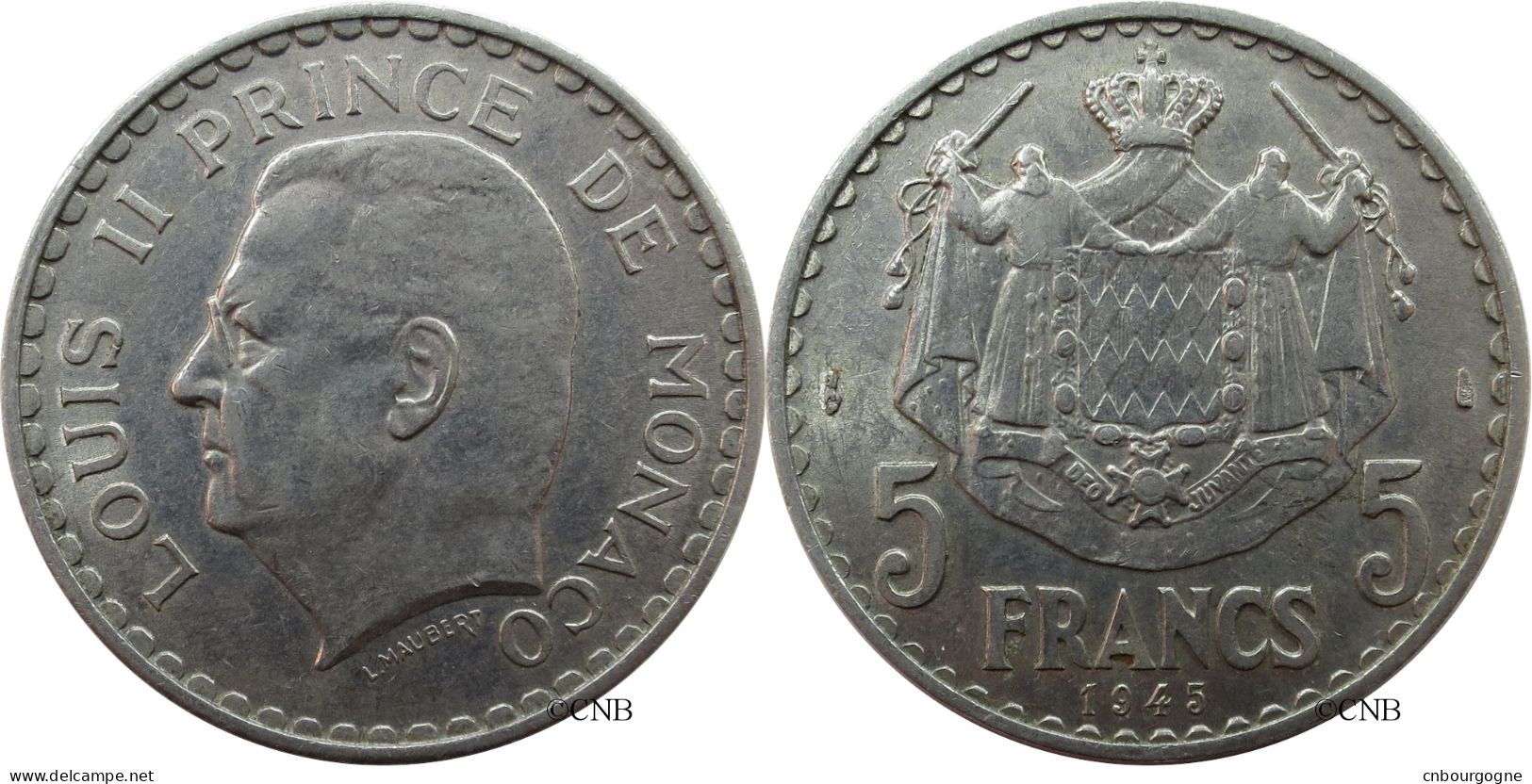 Monaco - Principauté - Louis II - 5 Francs 1945 - TTB+/AU50 - Mon4751 - 1922-1949 Louis II.