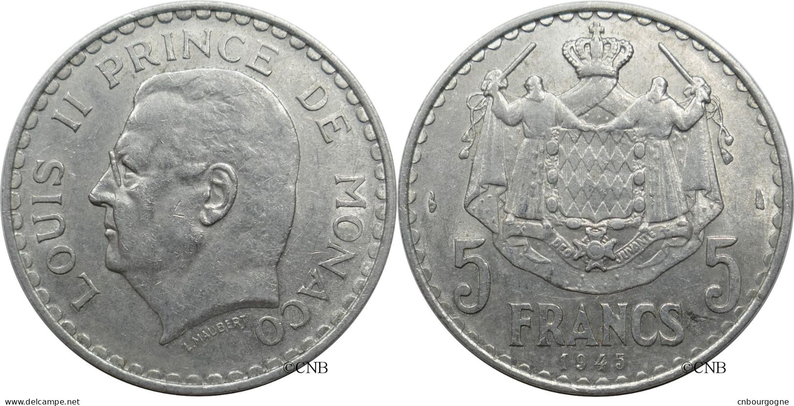 Monaco - Principauté - Louis II - 5 Francs 1945 - TTB+/AU50 - Mon6135 - 1922-1949 Louis II.