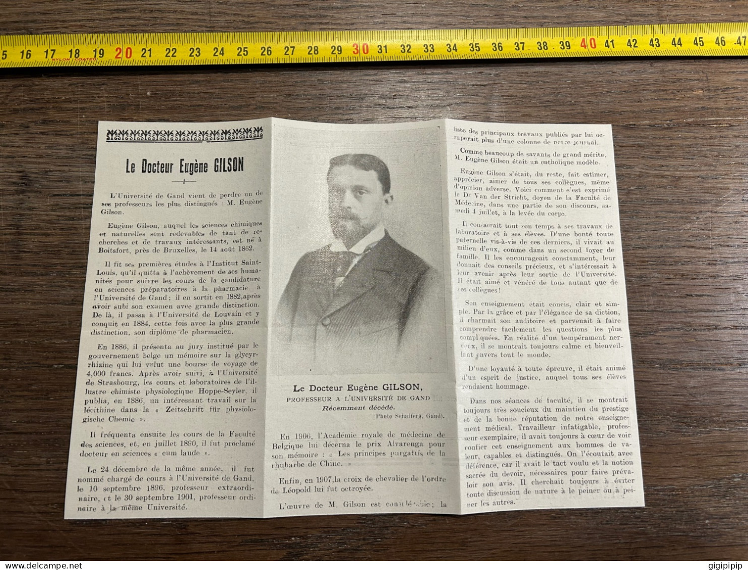 1908 PATI Mort De Docteur Eugène GILSON PROFESSEUR A L'UNIVERSITÉ DE GAND - Collections