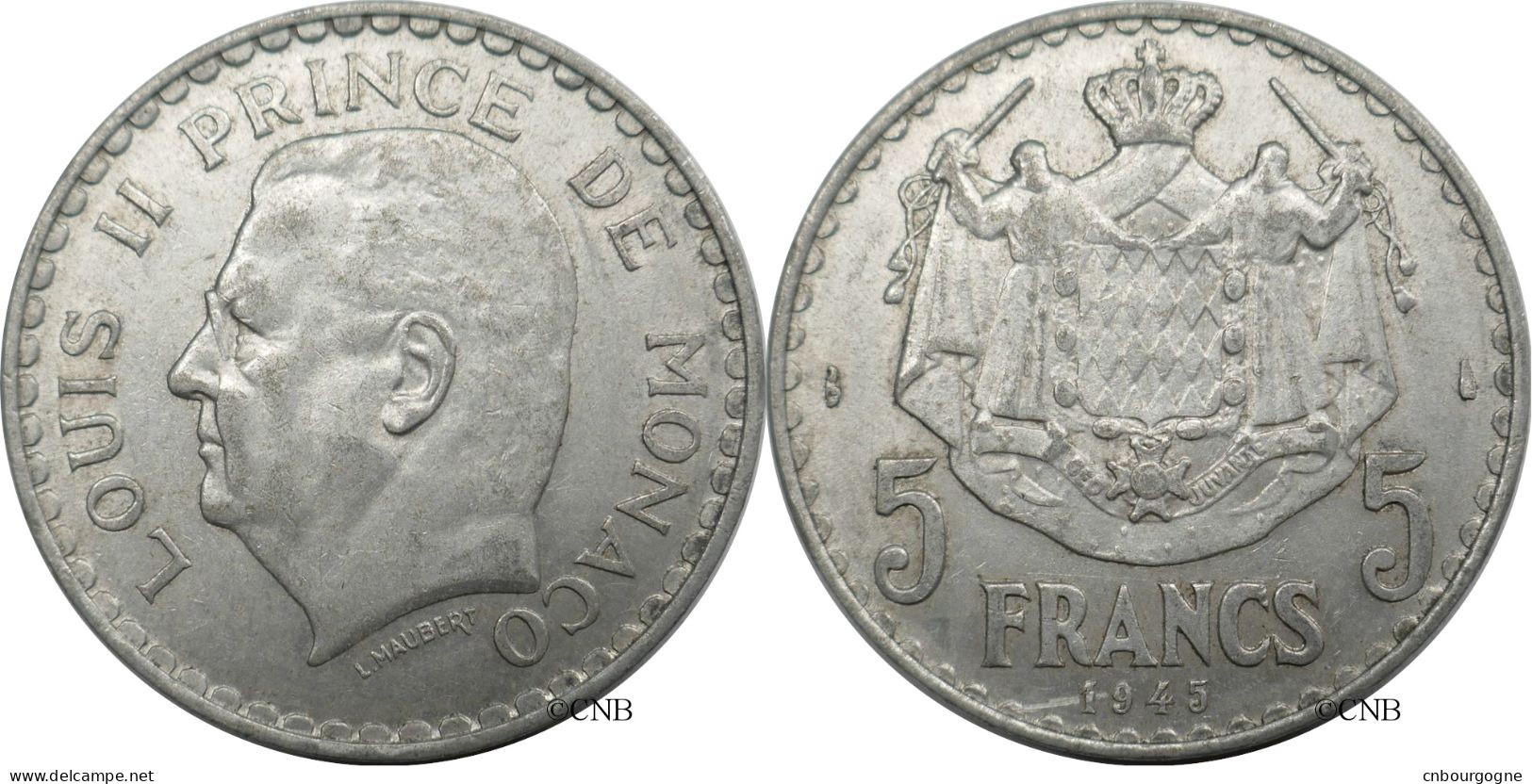 Monaco - Principauté - Louis II - 5 Francs 1945 - TTB+/AU50 - Mon6549 - 1922-1949 Louis II