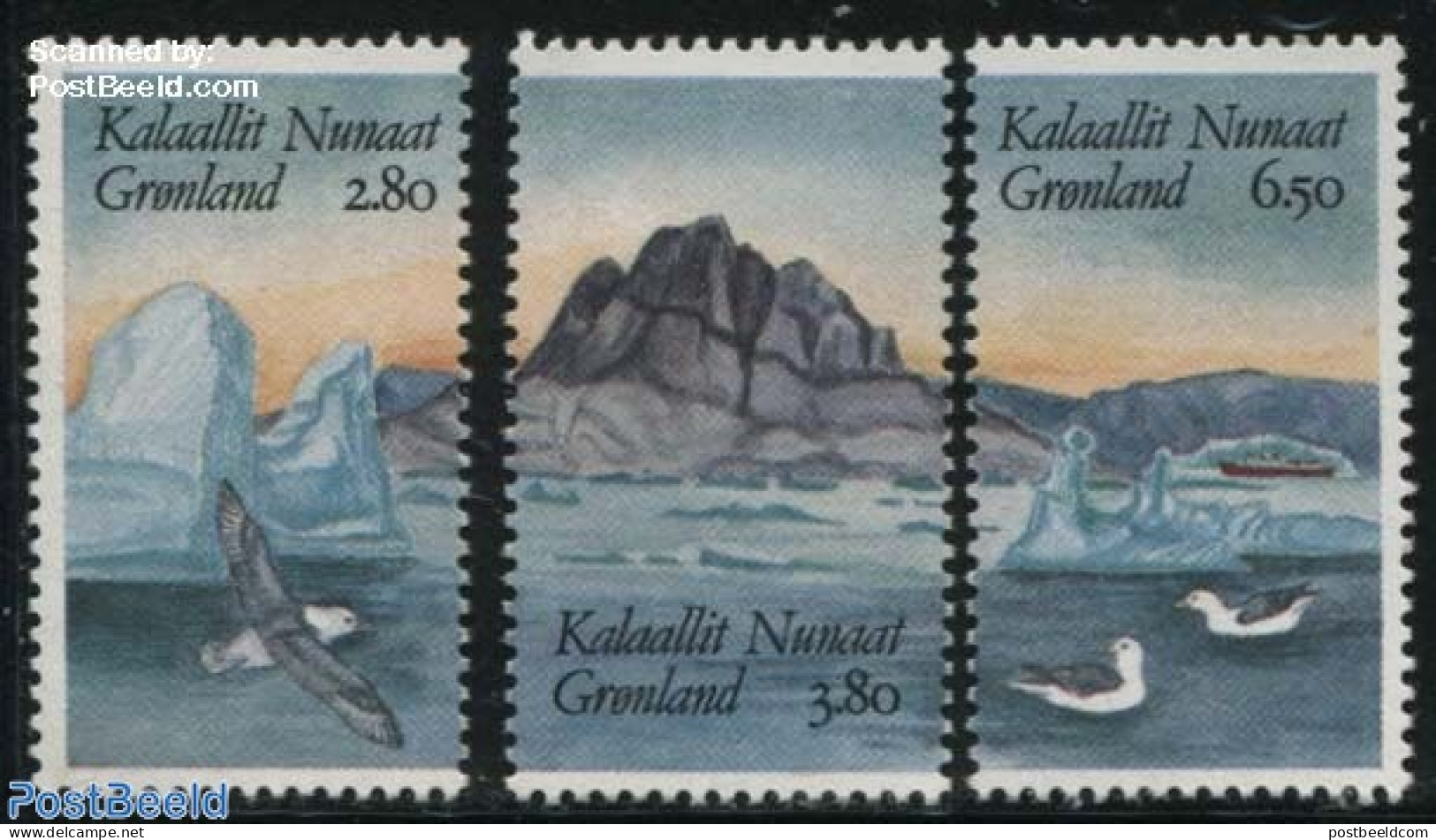Greenland 1987 Hafnia 87 3v, Mint NH, Nature - Transport - Birds - Ships And Boats - Ongebruikt