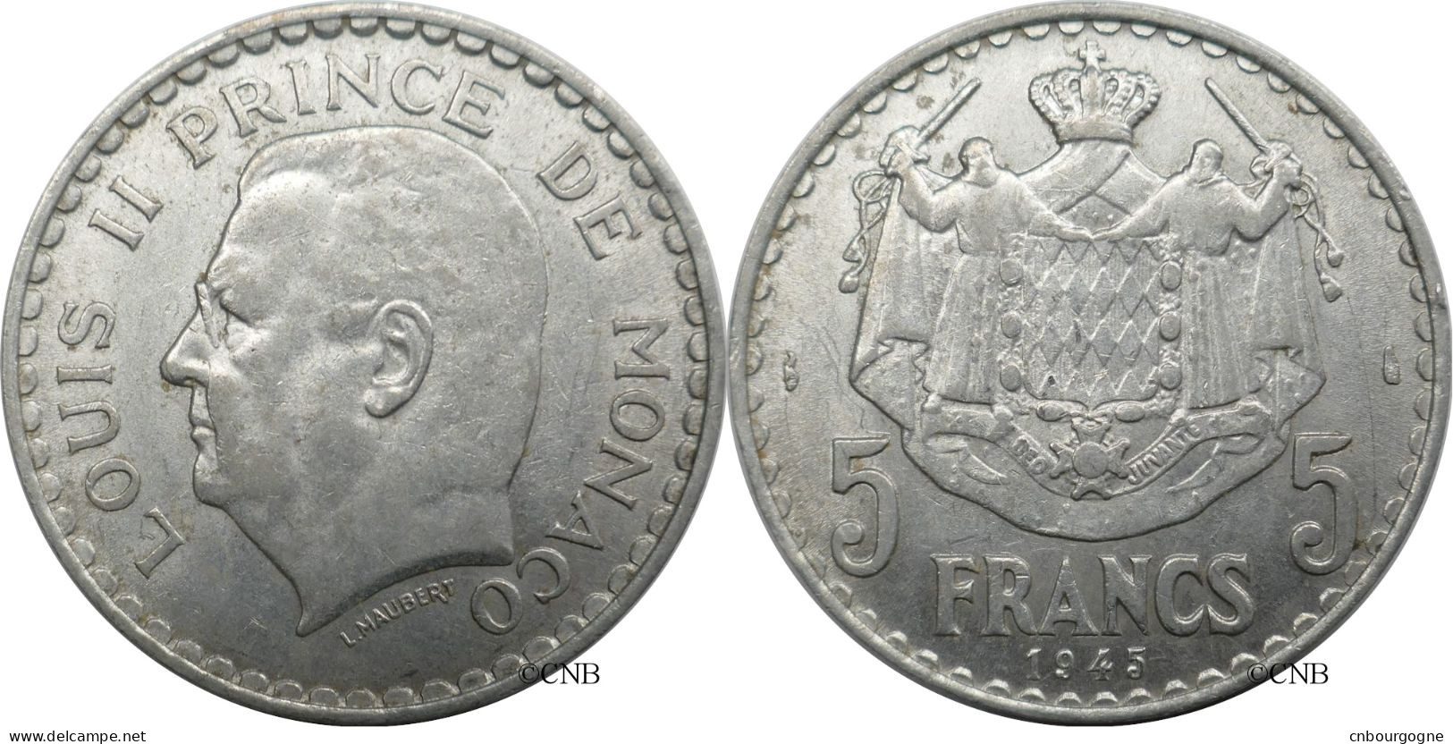 Monaco - Principauté - Louis II - 5 Francs 1945 - TTB+/AU50 - Mon6551 - 1922-1949 Louis II