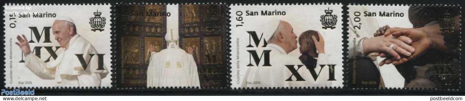 San Marino 2016 Jubilee Of Mercy 4v, Mint NH, Religion - Pope - Religion - Neufs