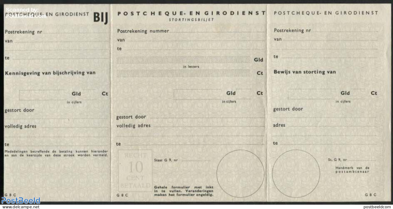 Netherlands 1956 Giro Stortingsformulier 10c Grey, Unused Postal Stationary - Covers & Documents