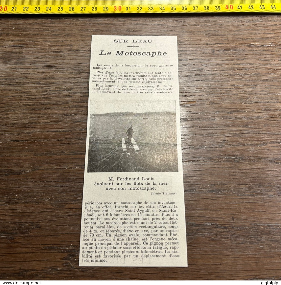 1908 PATI Ferdinand Louis évoluant Sur Les Flots De La Mer Avec Son Motoscaphe. - Collections
