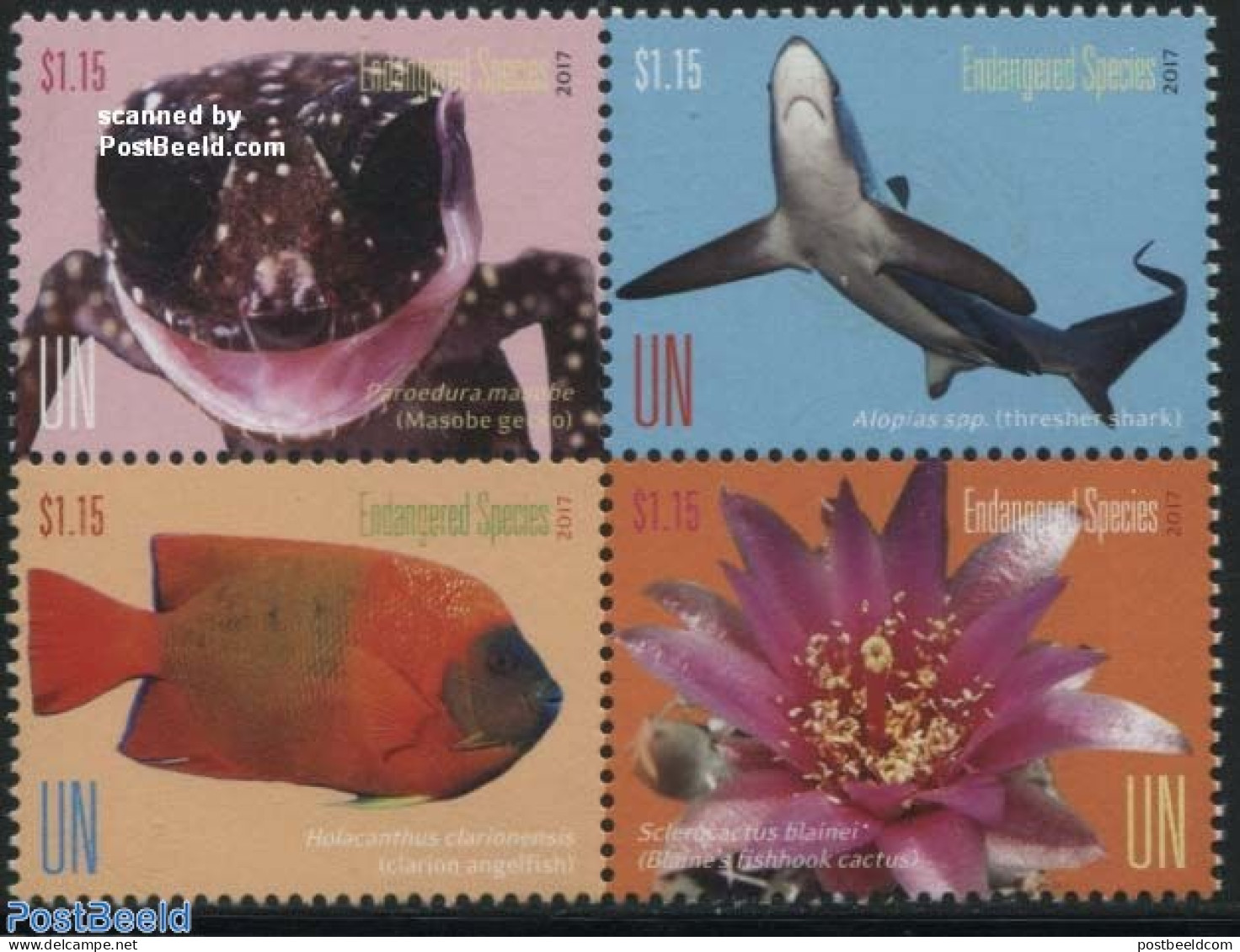 United Nations, New York 2017 Endangered Species 4v [+], Mint NH, Nature - Various - Animals (others & Mixed) - Fish -.. - Peces