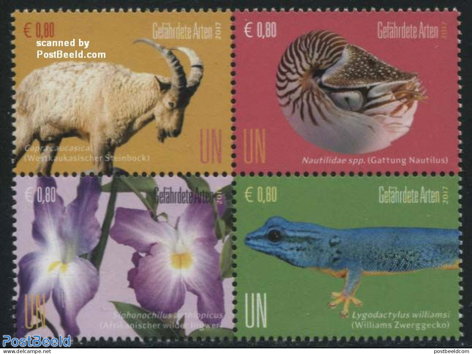 United Nations, Vienna 2017 Endangered Species 4v [+], Mint NH, Nature - Various - Animals (others & Mixed) - Flowers .. - Meereswelt