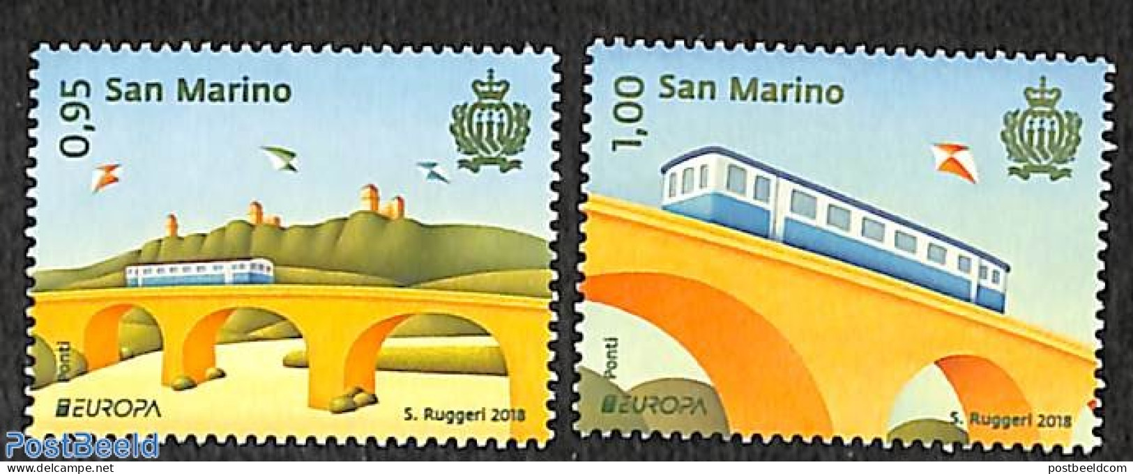 San Marino 2018 Europa 2v, Mint NH, History - Sport - Transport - Europa (cept) - Kiting - Railways - Art - Bridges An.. - Nuovi