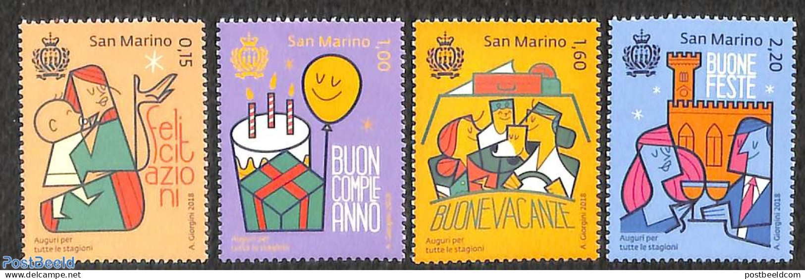 San Marino 2018 Greeting Stamps 4v, Mint NH, Various - Greetings & Wishing Stamps - Unused Stamps