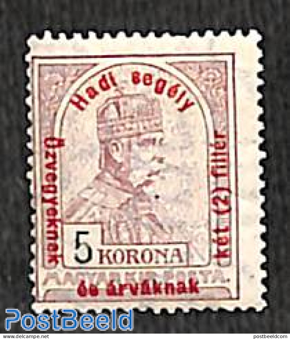 Hungary 1915 5Kr+2f, Stamp Out Of Set, Unused (hinged) - Nuovi