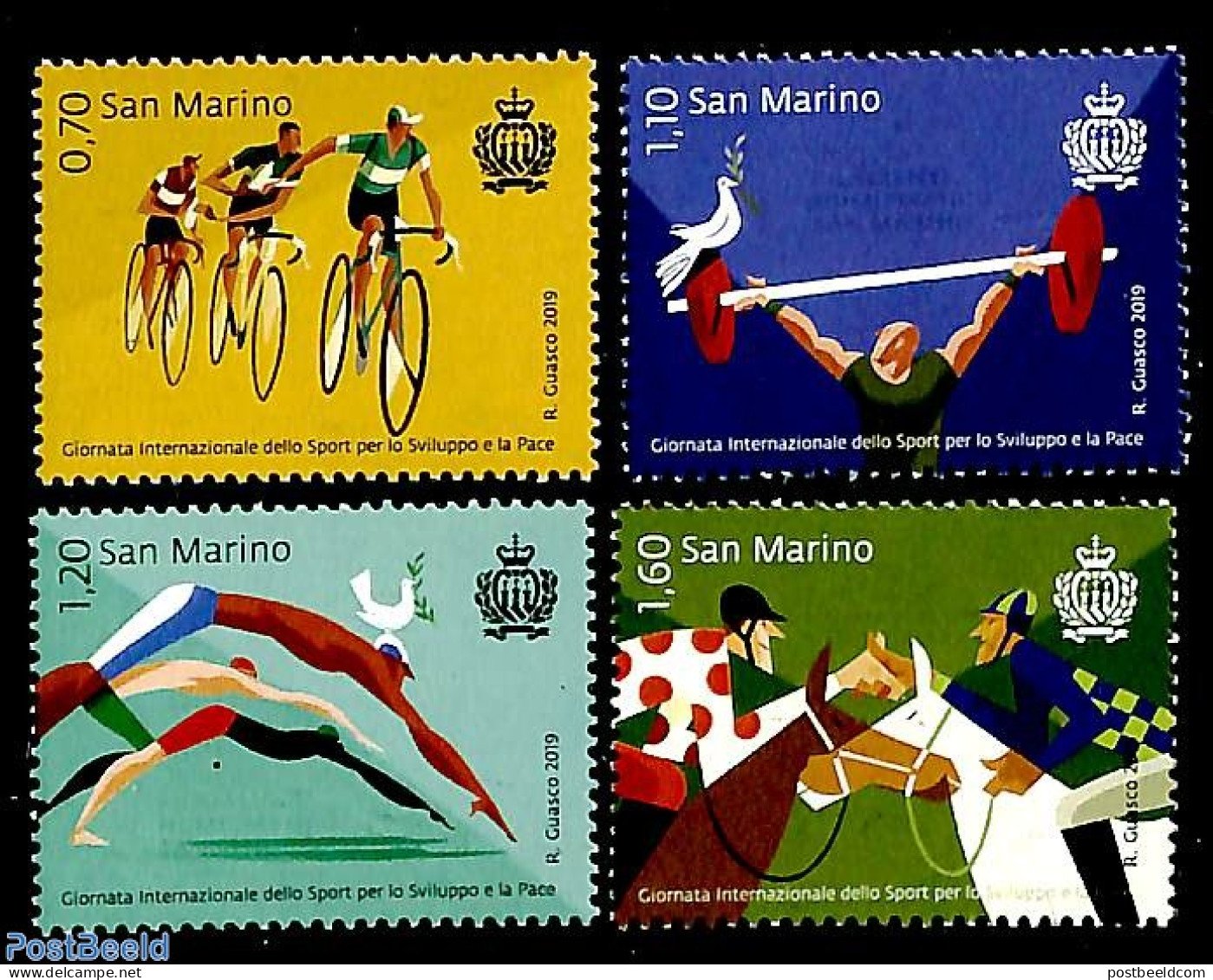 San Marino 2019 Sports 4v, Mint NH, Nature - Sport - Horses - Cycling - Sport (other And Mixed) - Swimming - Weightlif.. - Nuevos