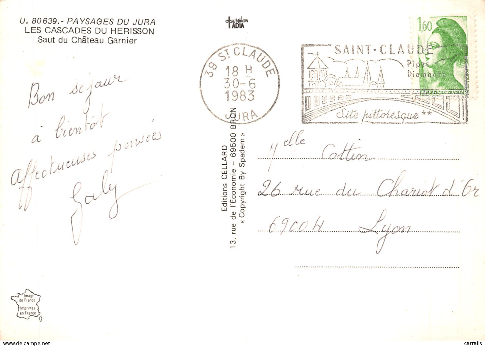 39-CASCADE DU HERISSON-N° 4422-D/0117 - Other & Unclassified