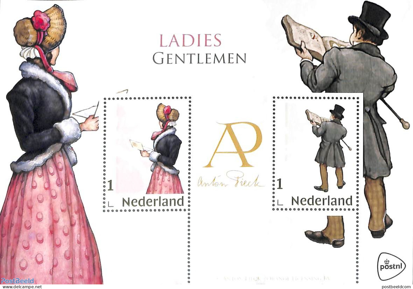 Netherlands - Personal Stamps TNT/PNL 2020 Ladies, Gentlemen, Anton Pieck S/s, Mint NH, Art - Fashion - Paintings - Kostums