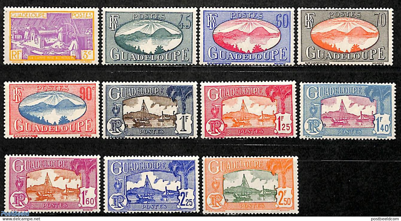 Guadeloupe 1939 Definitives 11v, Unused (hinged), Transport - Ships And Boats - Ungebraucht