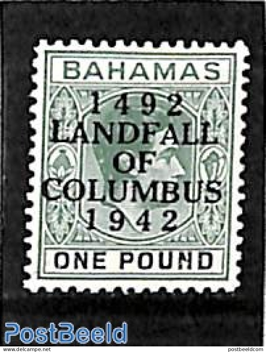 Bahamas 1942 1 Pound, Stamp Out Of Set, Unused (hinged) - Other & Unclassified