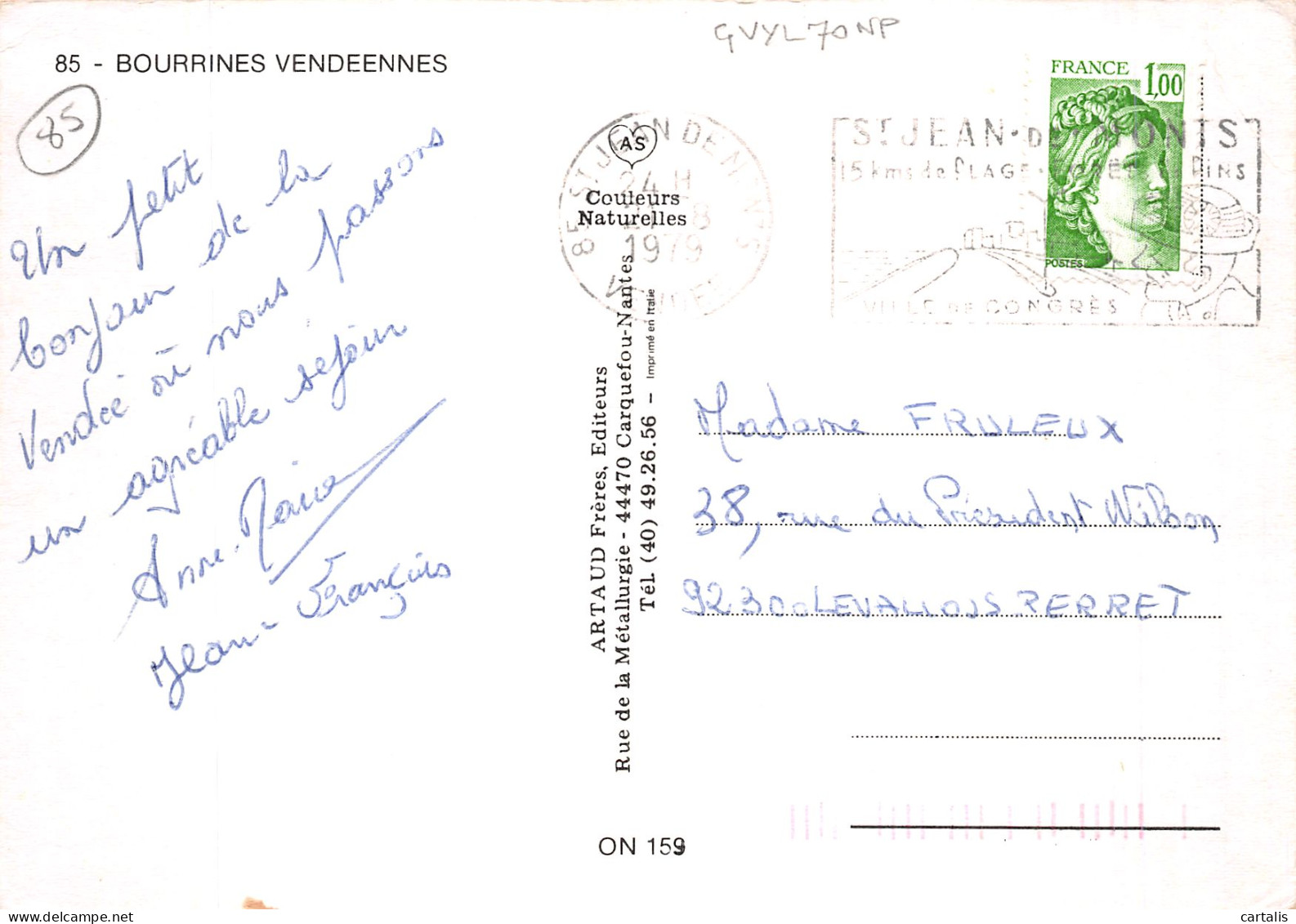 85-VENDEE BOURRINNES-N° 4424-B/0279 - Sonstige & Ohne Zuordnung