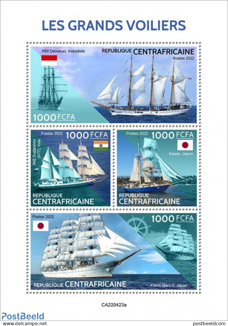 Central Africa 2022 Tall Ships , Mint NH, Transport - Ships And Boats - Barcos