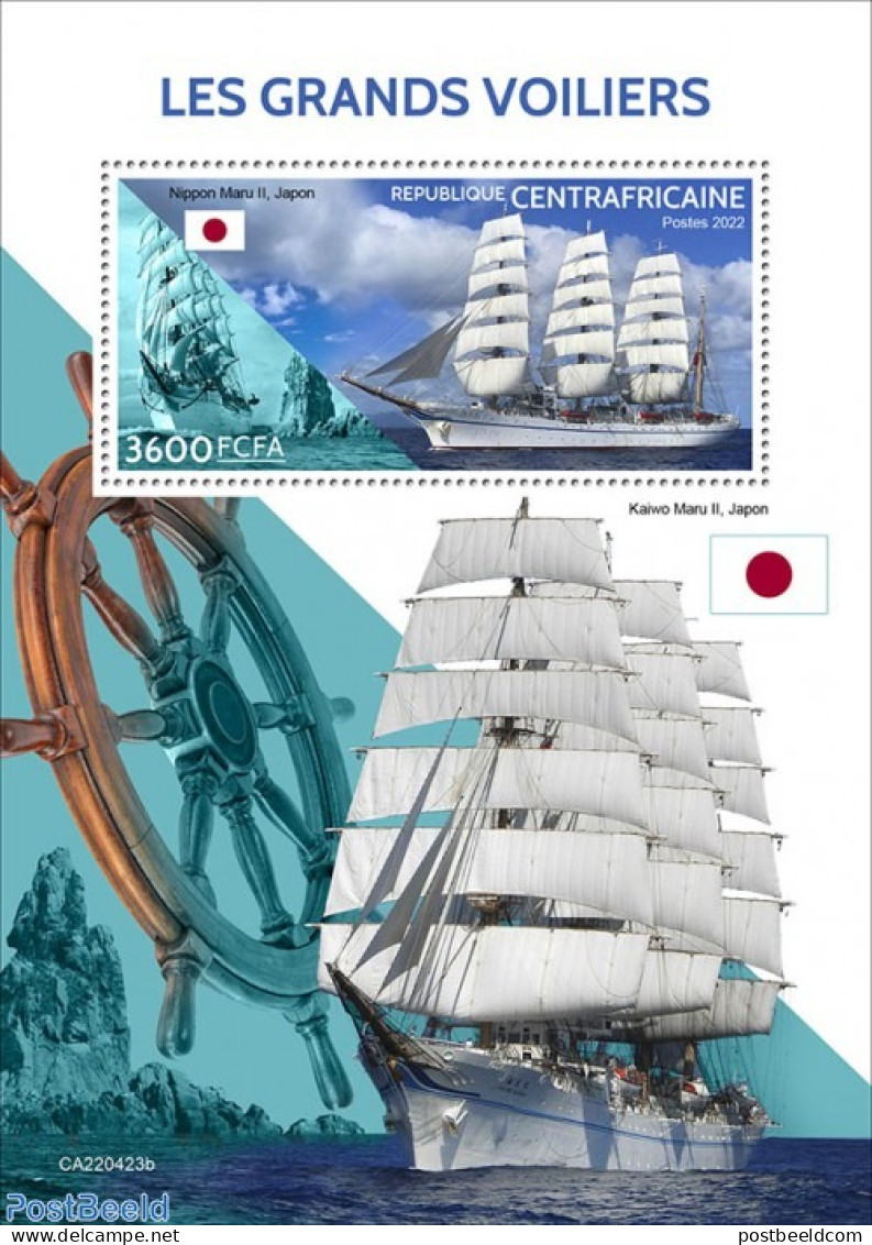 Central Africa 2022 Tall Ships, Mint NH, Transport - Ships And Boats - Schiffe