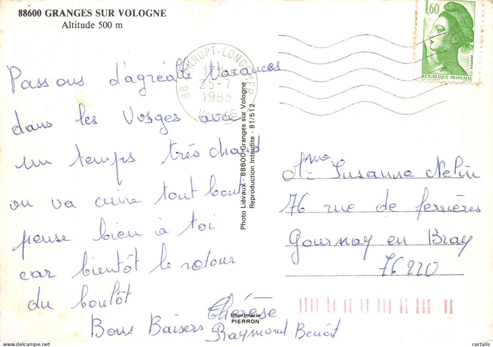 88-GRANGES SUR VOLOGNE-N° 4424-A/0063 - Granges Sur Vologne