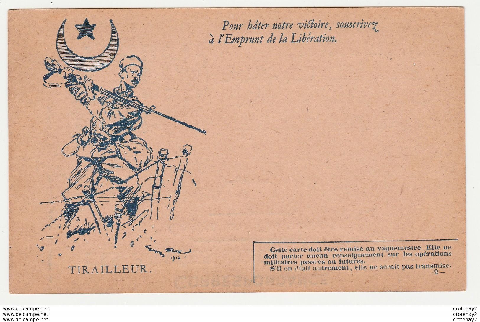 Militaria TIRAILLEUR N°2 Correspondance Des Armées De La République VOIR DOS Carte En Franchise Illustrateur Scof ? 1914 - Weltkrieg 1914-18