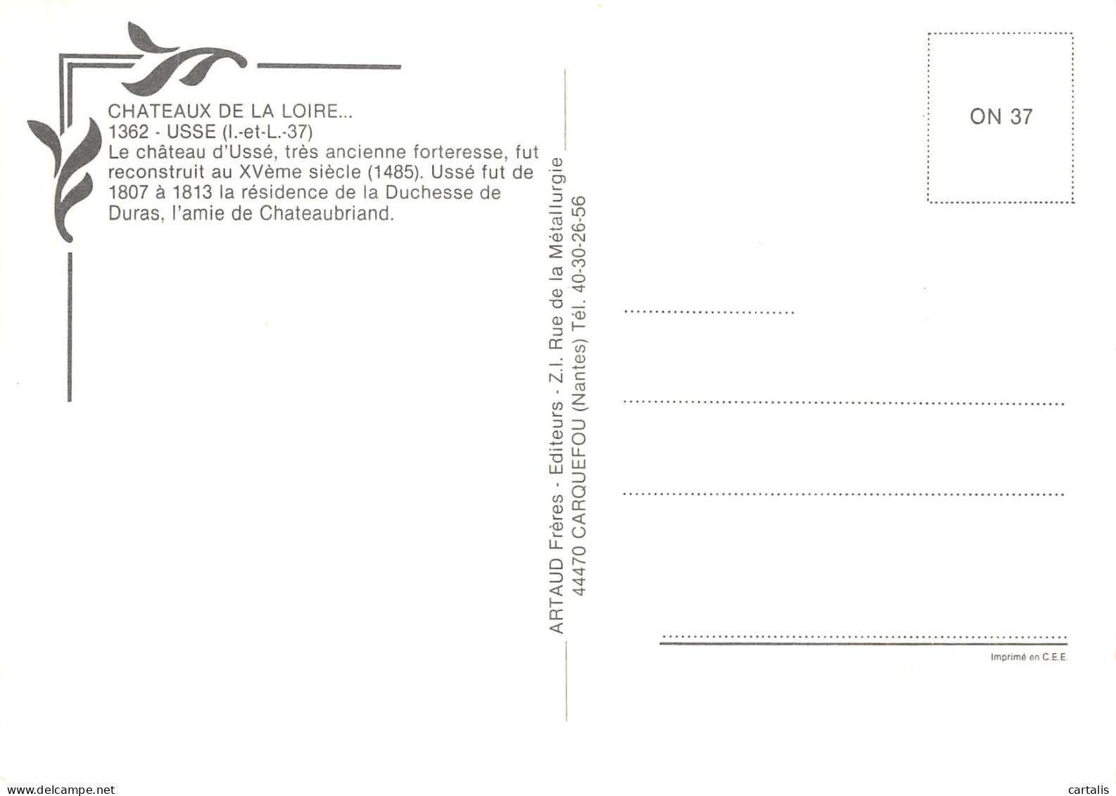 37-USSE LE CHATEAU-N° 4425-A/0081 - Autres & Non Classés