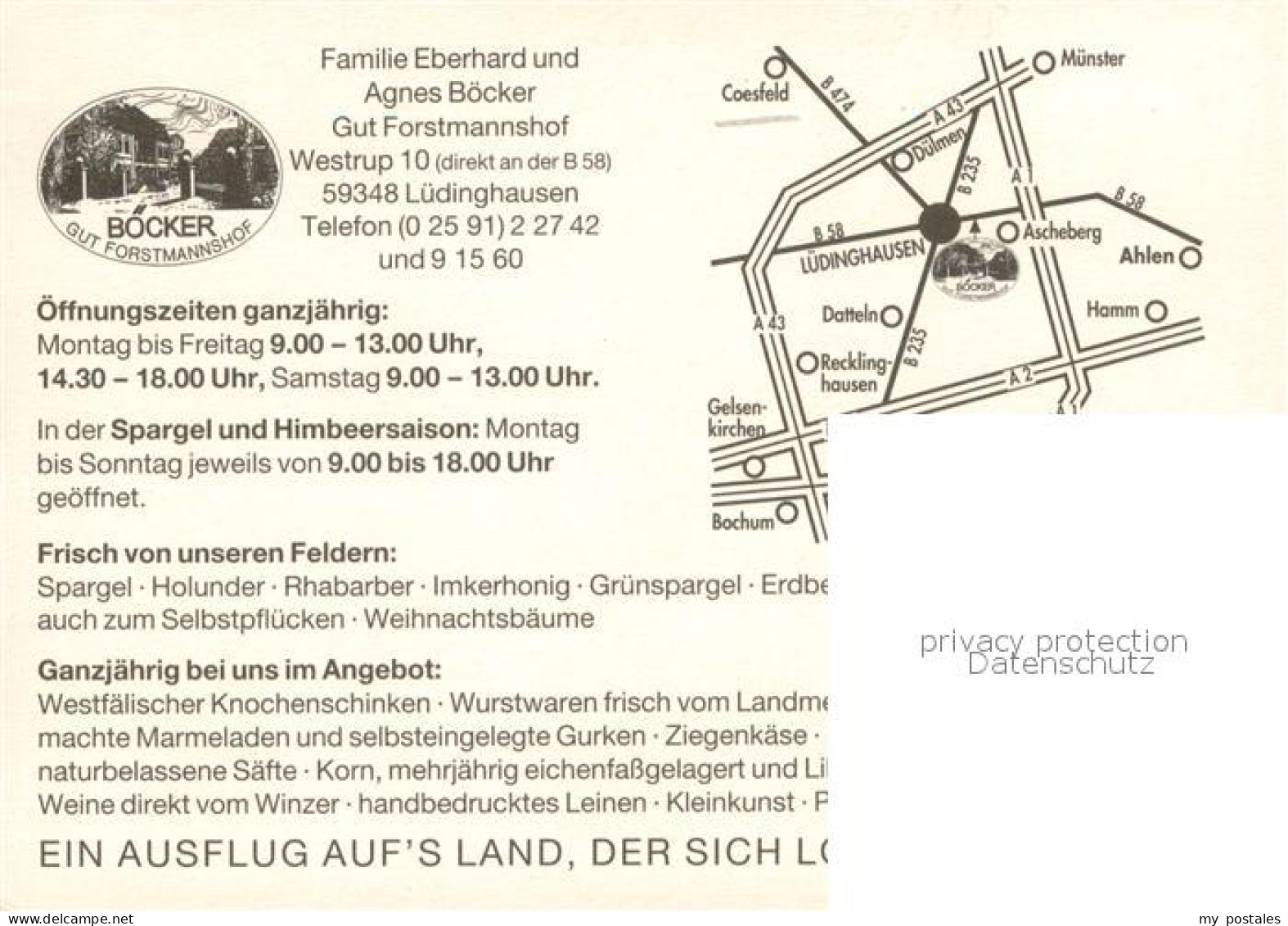 73725919 Luedinghausen Gut Forstmannshof Metzgerei Bauernladen Luedinghausen - Luedinghausen