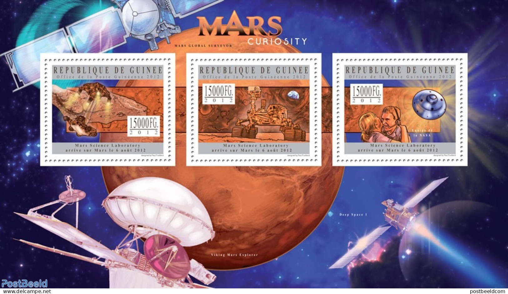 Guinea, Republic 2012 Mars Curiosity, Mint NH, Transport - Space Exploration - Other & Unclassified